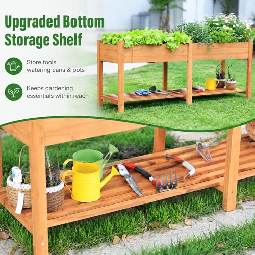 72 in Raised Garden Beds Outdoor Fir Wood Planters for Outdoor Plants (Brown / W72X D23.5X H30in)