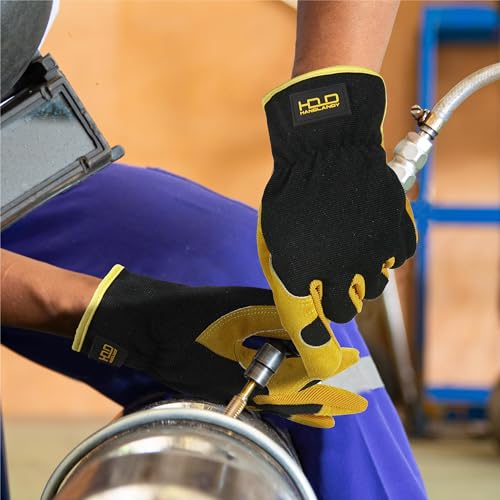 Men Leather Gardening Gloves (Yellow (12 Pairs) / Large)