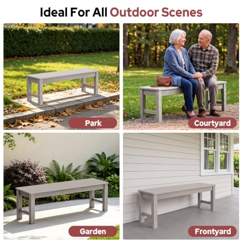 47" Backless HDPE Outdoor Bench for 2 (Grey / 1 pack)