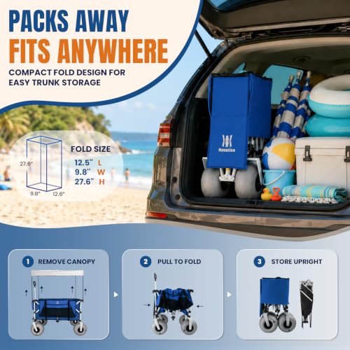 Beach Wagon with Big Balloon Wheels for Sand (Blue / 200L)