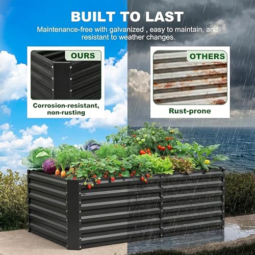 2 Pack 6×3×2 ft Galvanized Metal Raised Garden Bed (Gray / 6×3×2ft)