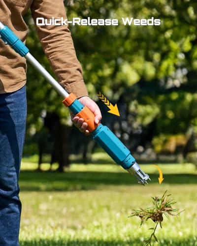 Electric Stand Up Weed Puller Tool with 2 x 2000mAh Batteries (Seesii Blue)