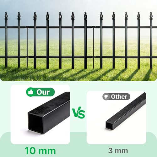 12" H x 16" W Decorative Metal Garden Border Fence (Black / 12″ H x 16″ W (5 Panels))