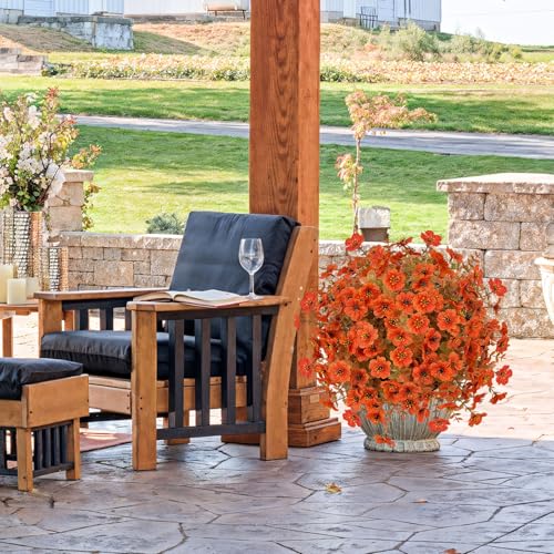 2pcs Fall Artificial Topiary Ball Trees (Fall Orange)