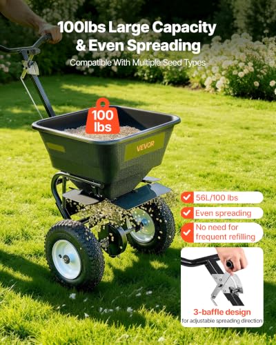 Broadcast Spreader 100 lbs Capacity Walk (100LB / Black)