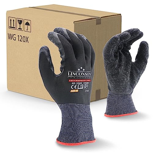 12 Pack Safety Performance Series Construction Mechanics Wrinkle Latex Work Gloves (XX-Large (12 Pairs) / Black)