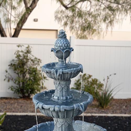 58.3" 3 Tier Outdoor Freestanding Water Fountain (Gray)