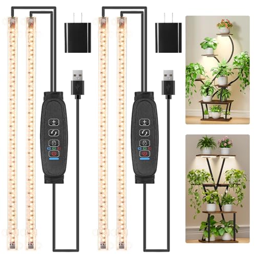 13 Inches LED Grow Light Strips (Black Cabel 3500K / 2 Head 2 Pack)