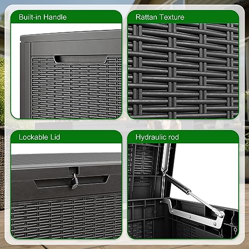 120Gal Outdoor Storage Box Waterproof Deck Box (Black / 120 Gallon)