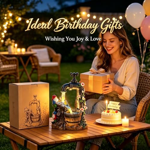 Solar Garden Gnomes Lights Outdoor Statues Yard Decorations Gifts for Mom (Gnome)
