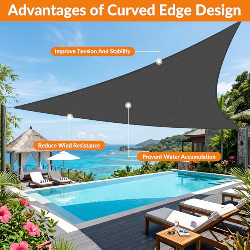 20'X21' Sun Shade Sail Dark Gray Curved Square Customizable (Dark Gray / 20'X21' custom)