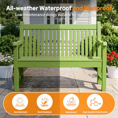2 Person Outdoor Bench with 700 Lbs Weight Capacity (Dark Green)