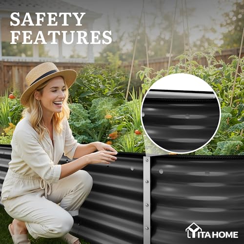 8x2x1.5ft Galvanized Oval Raised Garden Bed (8x2x1.5ft / Black)