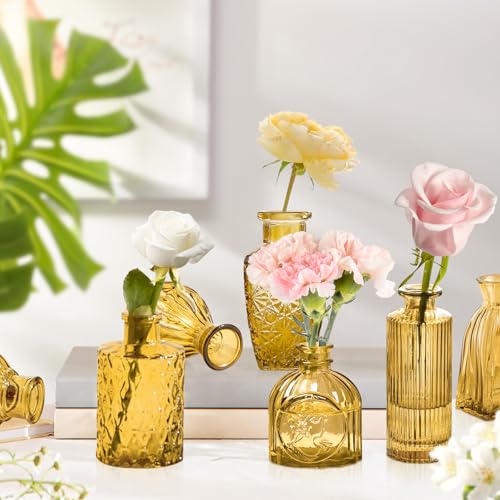 Amber Gold Glass Bud Vases Set of 24 (24 Count)