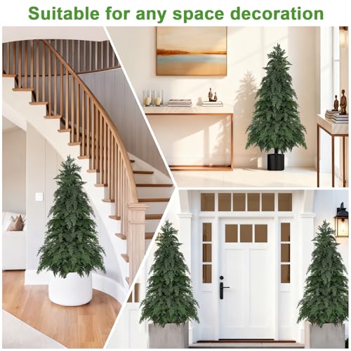 2Pack Fake Cypress Topiary Trees with Pot (4FT/48IN)