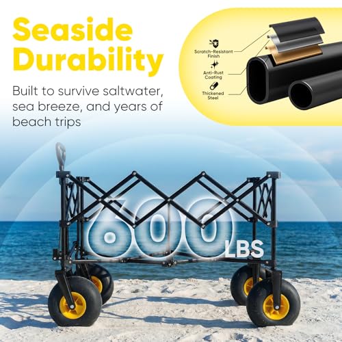 Heavy Duty Beach Wagon with 9" Big Sand (Black)