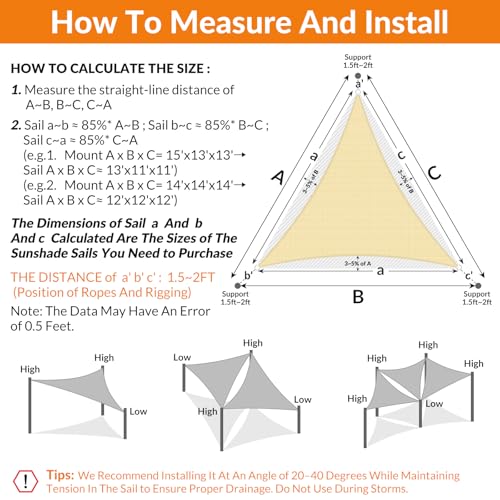 15'X29' Sun Shade Sail Beige Curved Square Customizable (Beige / 15'X29' custom)