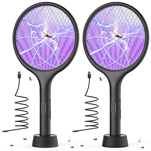 Electric Fly Swatter 4000V Bug Zapper Racket Dual Mode (Black)