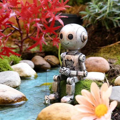 Fishing Robot Statue Funny Halloween Decorations (Robot)