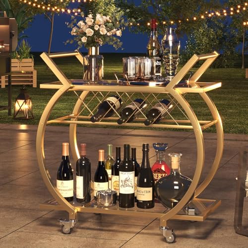 Gold Bar Cart with Glass (Gold)