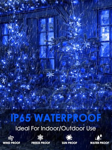 Solar Christmas Lights Outdoor 4 Pack 132FT 400LED Fairy String Lights Blue (Blue / 4 pack)