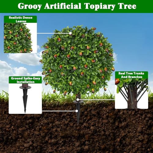 2 Pack Artificial Olive Topiary Tree (Olive)