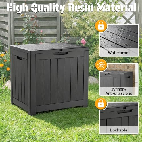 33 Gal Outdoor Storage Box Waterproof Lockable (33 Gallon / Charcoal Black)