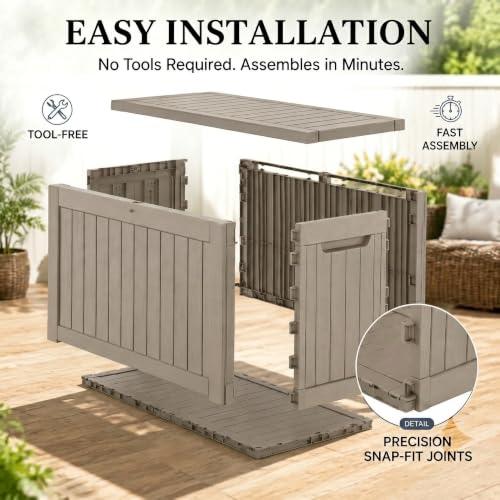 200 Gallon Deck Boxes Outdoor Waterproof (Gray / 200 GAL NEW)