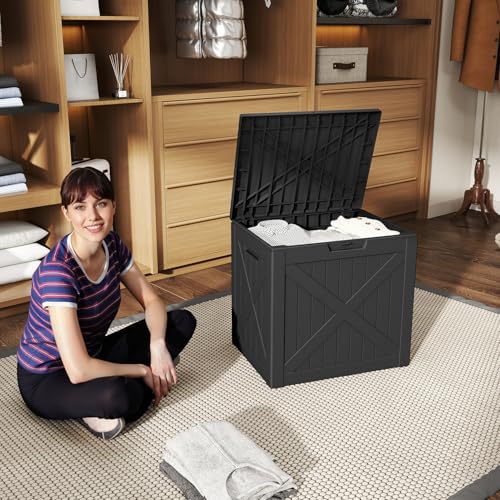 40 Gal Waterproof Outdoor Storage Box Weatherproof Deck Box (Black / 40 Gallon)