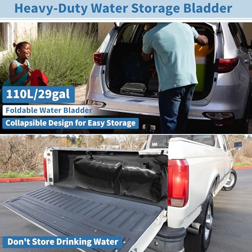 110L 29 Gal Water Storage Bladder Large Capacity Foldable (110 L/29 Gal / Black)