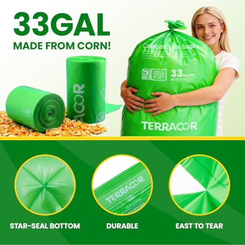 30 33 Gallon Compostable Trash Bags Liners Flat (33 Gal)