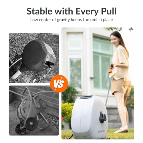 Ground Mounted Retractable Garden Hose Reel (5/8 Inch / 92 FT)