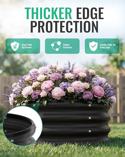 Round Raised Garden Bed Set (Black)