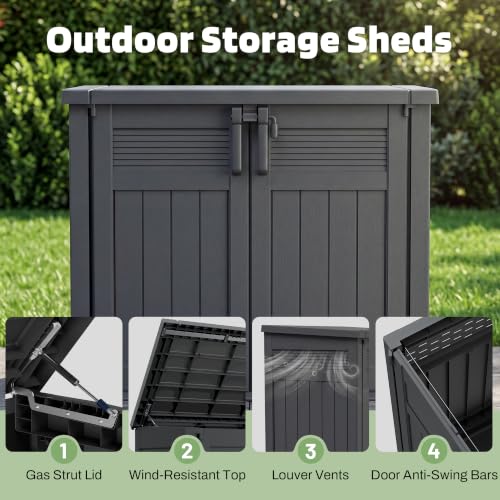 Large Outdoor Storage Cabinet 51 Cu Ft with Lockable (Dark-Black / 33.8"×55.1"×48.4")