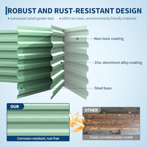 8x4x2ft Galvanized Raised Garden Bed Outdoor (Green-rect. / 8x4x2ft)
