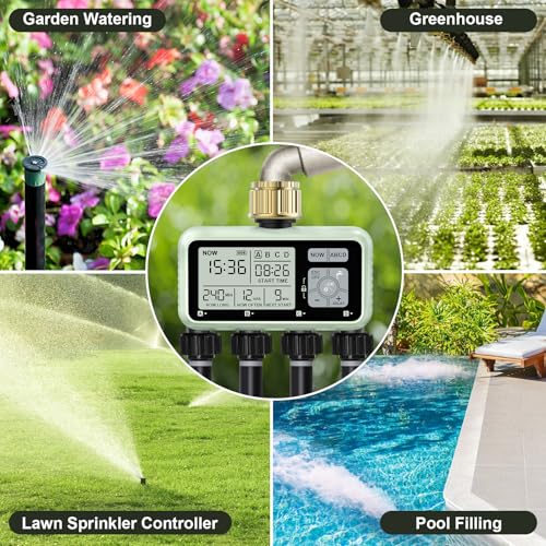 Watering Timer 4 Zone with with Brass Inlet (4 Outlets with Brass Inlet)