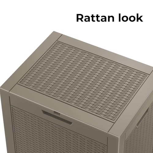 34 Gallon Deck Boxes Resin Outdoor Storage Box UV Resistant Outside Deck Box with Lockable Lid for Patio Furniture (Gray / 34 Gallon)