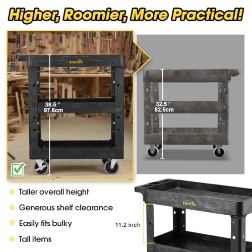 3 Shelf Heavy Duty Plastic Rolling Utility Cart (3 Shelf / Black)