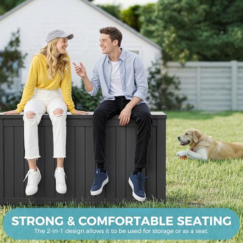 180 Gallon Outdoor Storage Box Waterproof Deck Box for Patio (Black / 180 Gallon)