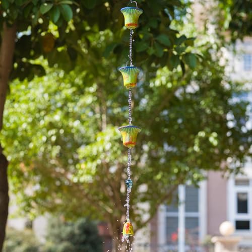 10ft Rain Chains for Outside Gutters (Green & Yellow)