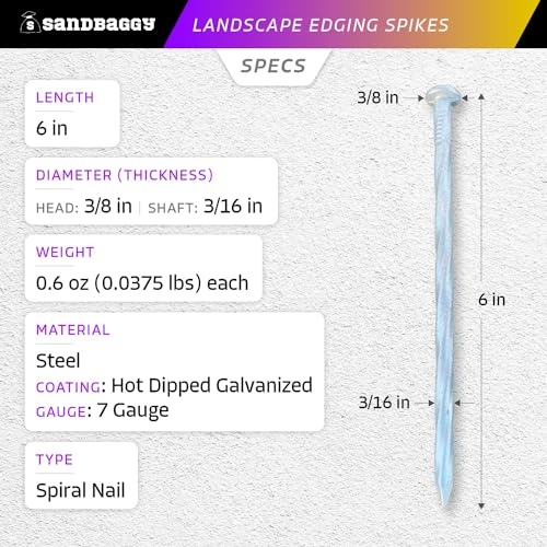 6 Inch Galvanized Landscape Edging Spikes (6 inch)