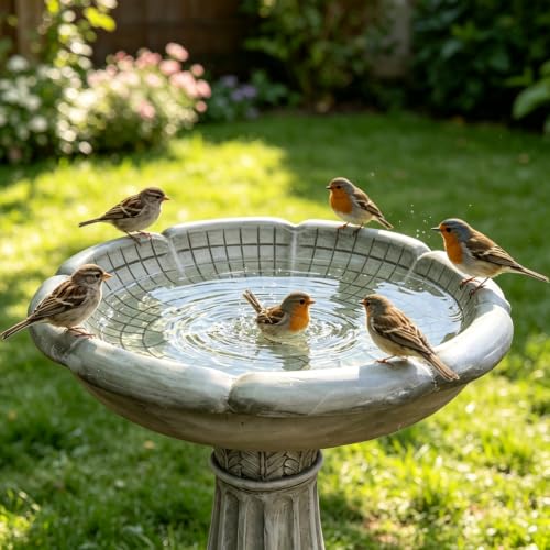23.23”Tall Resin fiber Outdoor Bird Baths for Garden (23.23''H)