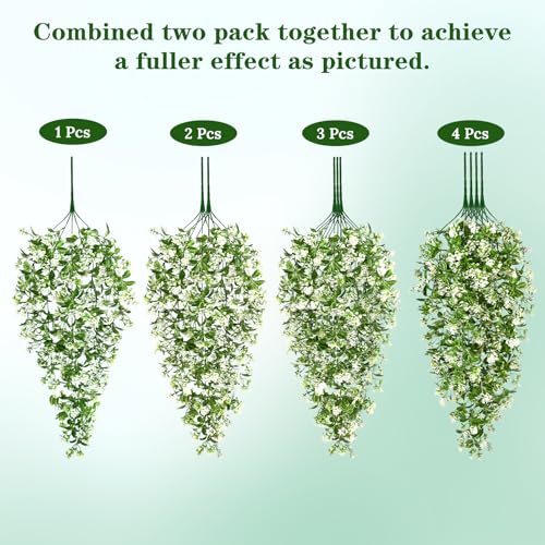 4pcs Fake Hanging Plants (White Flowers / 4Pcs Plants)