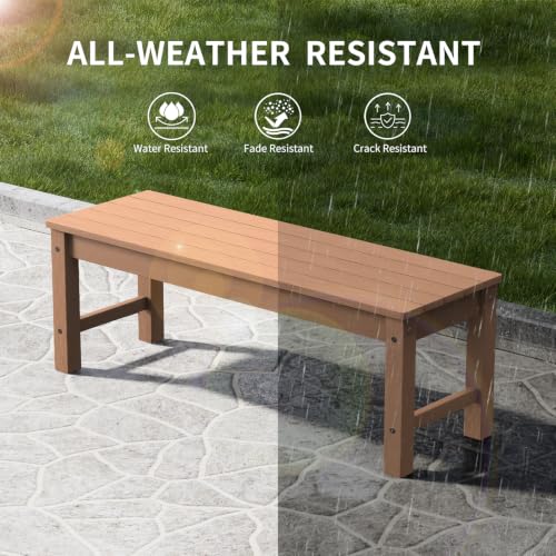 47" Backless HDPE Outdoor Bench for 2 (Teak / 2 pack)
