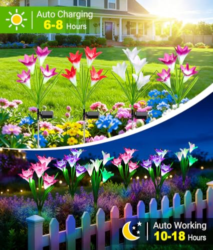 Outdoor Solar Lights (6 Pack / Lily Flower)