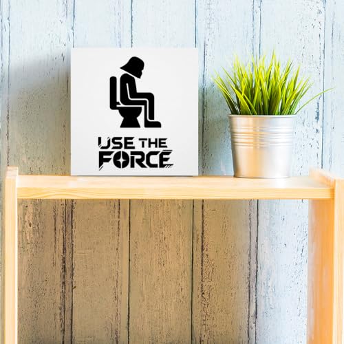 Bathroom Decor Use The Force Wooden Box Sign 5 x 5 Inches (White 1618 / Wooden box（5.1 x 5.1 inches）)