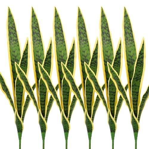 Artificial Plants 6PCS 30“Tall Faux Snake Plant (Yellow Snake Plants)