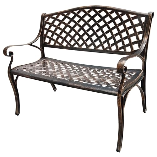 Outdoor Aluminum Modern Patio Bench Loveseat (Bronze)