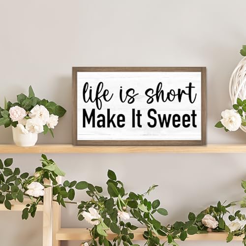 Life is Short Make it Sweet Wooden Box Sign Desk Decor (Life is Short Make it Sweet)