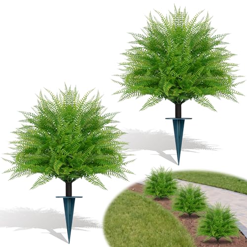 2PCS Faux Fern Topiary Trees with Ground Spike (Boston Fern)